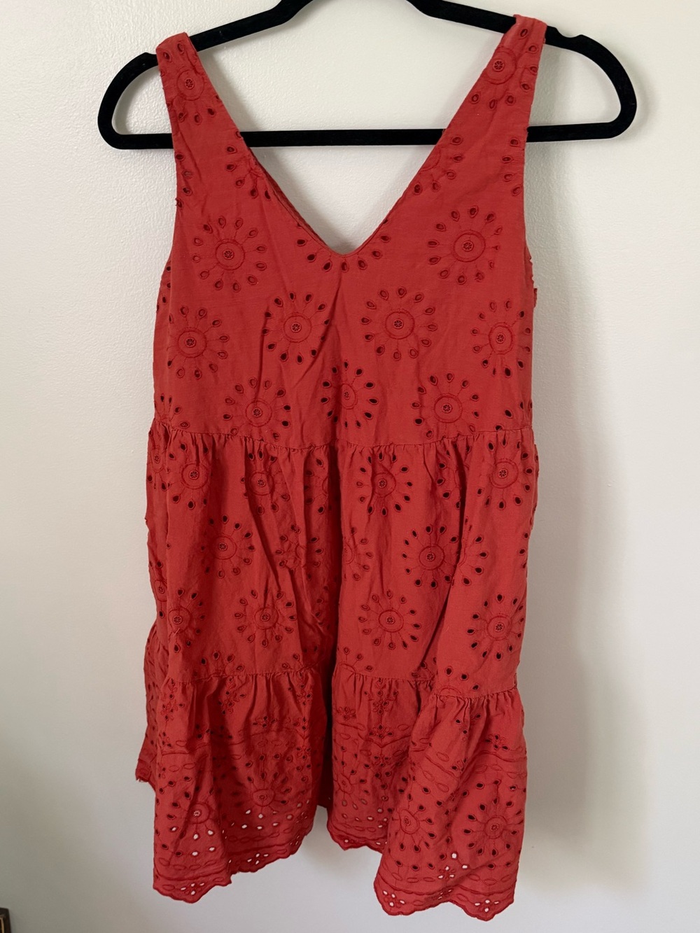 LOFT Rust Eyelet Floral Sleeveless Dress